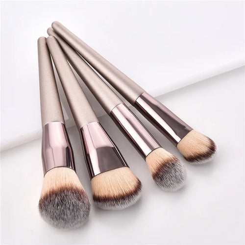 4/10pcs Champagne makeup brushes set for cosmetic foundation powder blush eyeshadow kabuki blending make up brush beauty tool
