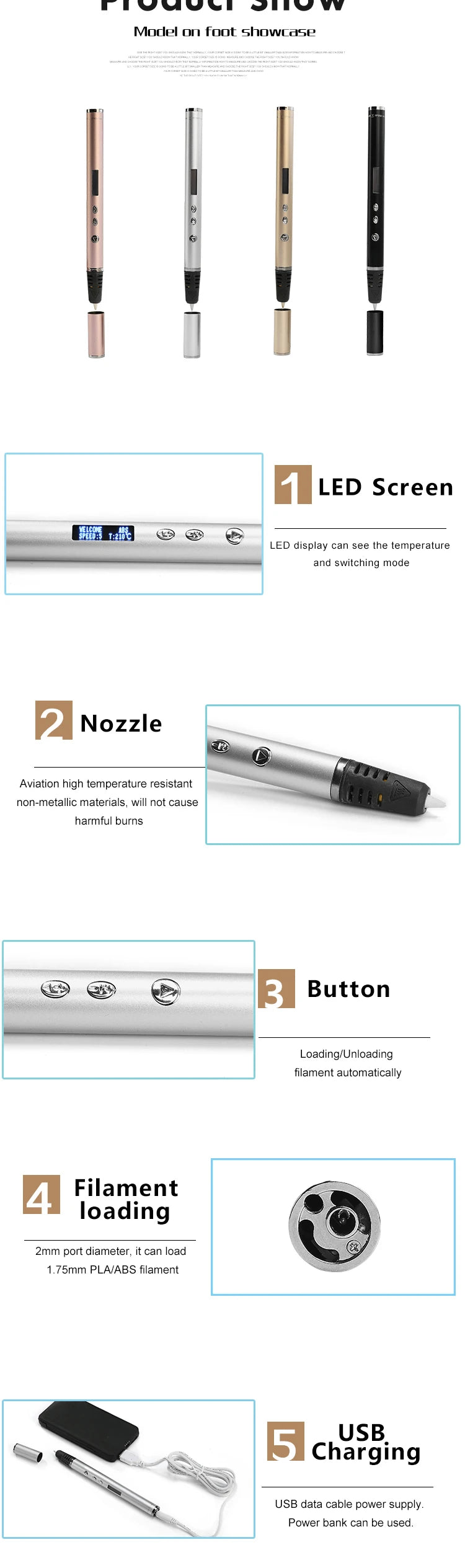 New RP900A 3D Pen slimmest DIY 3D Printing Pen In The World Creative Toy Gift Christmas Presents For Kids