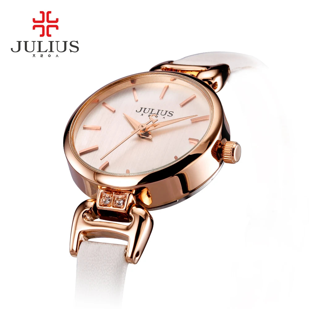 Hot Lady Women's Watch Japan Quartz Fine Fashion Hours Dress Bracelet Retro Cute Simple Leather Girl Birthday Gift Julius Box