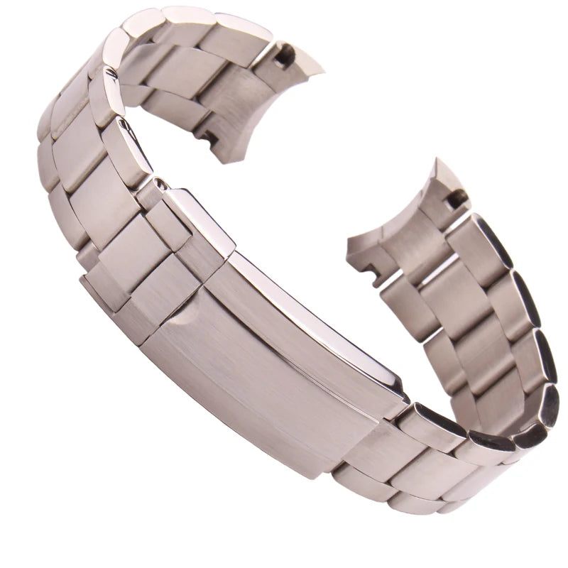20mm Stainless Steel Watchband Bracelet For Rolex Watch Band Silver Brushed Curved End Replacement Strap