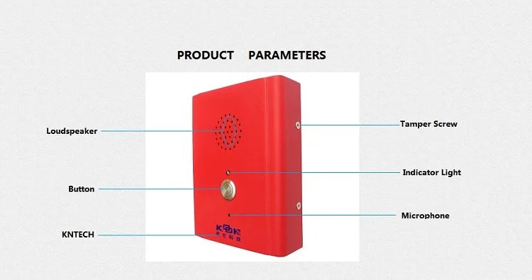 KNTECH Industrial Grade Emergency Intercom KNZD-13 Robust One-Button Hands-Free Corded Telephone Made of Cold-Rolled Steel