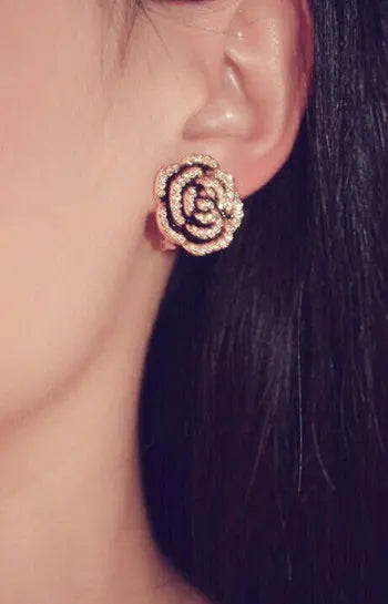 Famous Luxury Brand Designers Jewelry Camellia Flower Earring Fashion Stud Earring For Women