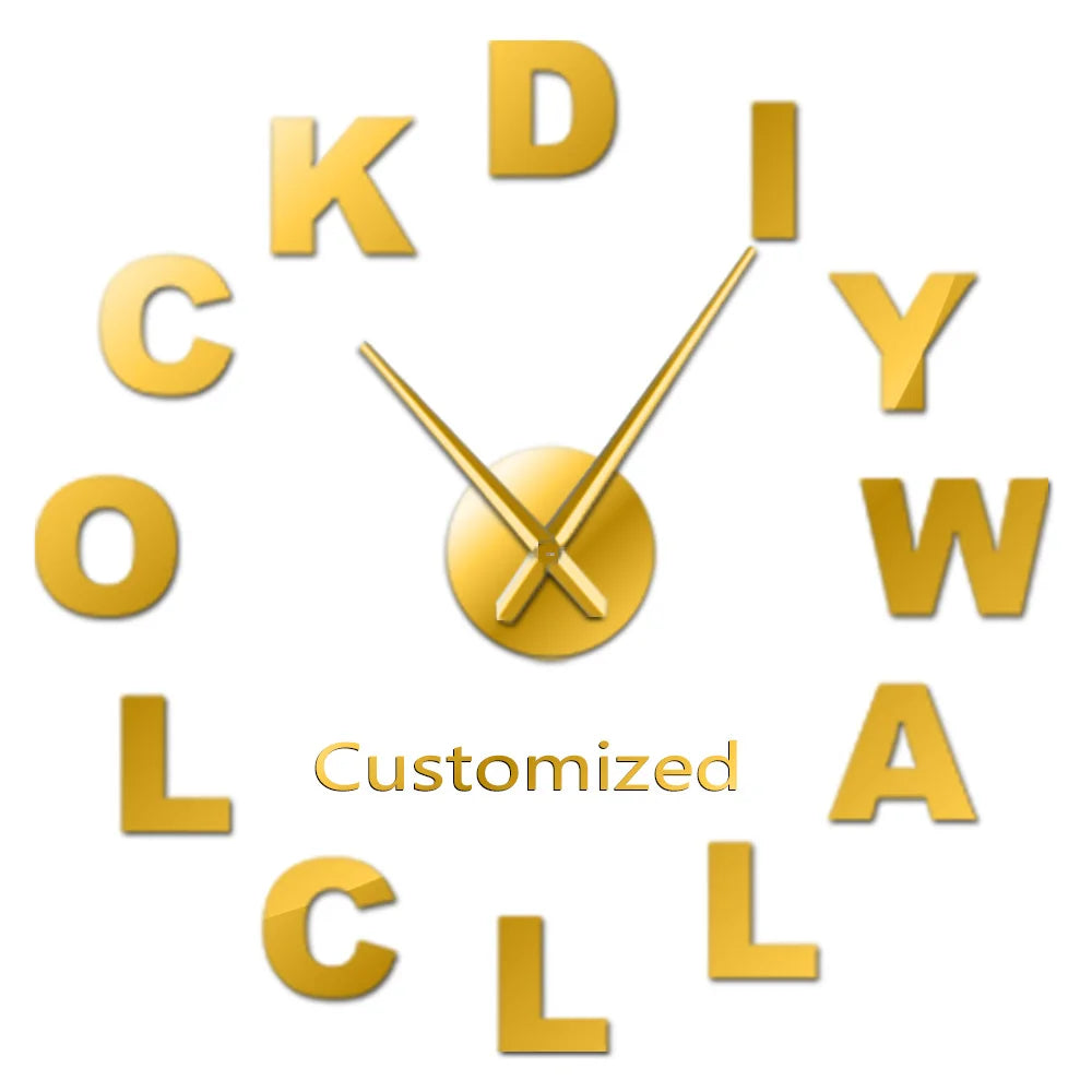 Weightlifting Fitness Room Wall Decor DIY Giant Wall Clock Mirror Effect Powerlifting Frameless Large Wall Clock GYM Wall Watch