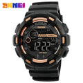 SKMEI 1243 Men Electronic LED Week Date Wristwatch Fashion 50M Waterproof Luminous Hands Silicone Digital Male Alarm Clock Watch