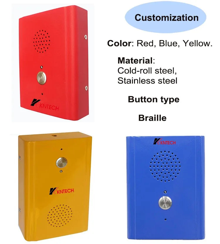KNTECH Industrial Grade Emergency Intercom KNZD-13 Robust One-Button Hands-Free Corded Telephone Made of Cold-Rolled Steel