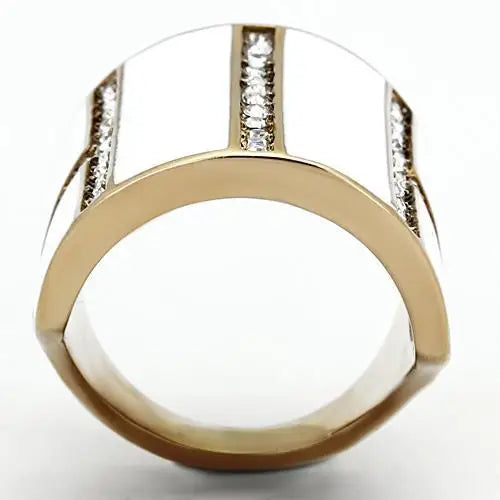 AJ TK1444 Clear Crystal Fashion Ring with Top Grade Ion Plating Stainless Steel Rose Gold IP
