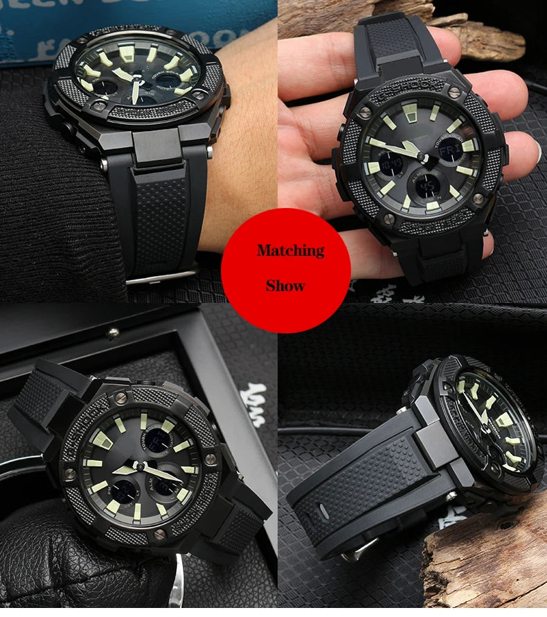 Soft Rubber Watchband Replacement for Casio G SHOCK GST-B100/S300/410/210/W110/W100/S110/S100 Silicone Band Men Strap 26*14mm