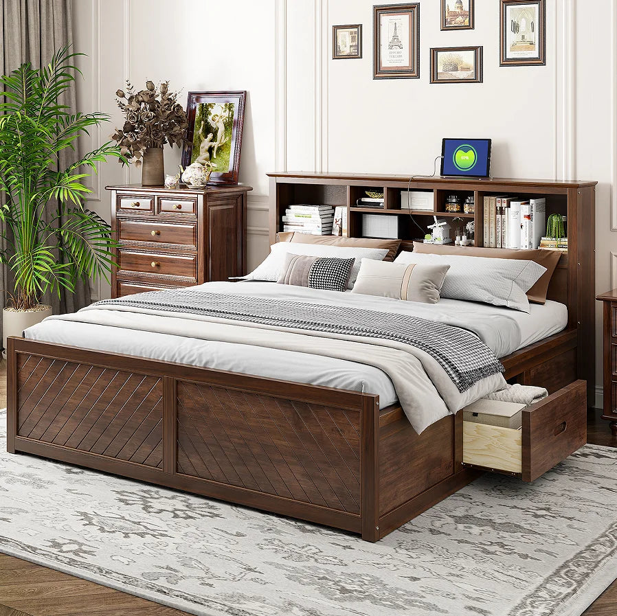 Crystal Adjustable Convertible Modern Soft Platform Bed (King Bed)