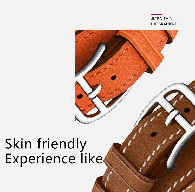 Band for Apple Watch Ultra 49mm 45mm 42mm 44mm 41mm 38mm 40mm Double Tour Leather Strap Iwatch Series 9 8 7 6 Se 5 4 3 2 Correa