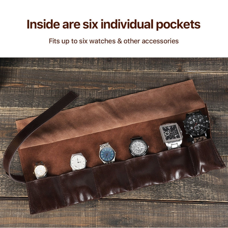 Watch Roll Storage Case Travel Leather Watch Jewelry Watch Protective Holder Box with Closing Strap Watch