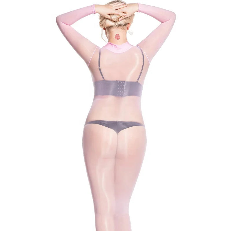Lingerie Women Bodysuit by Pink Clothing Ultra-Thin Bodysuits Breathable Abdomen Hip Turtle Neck