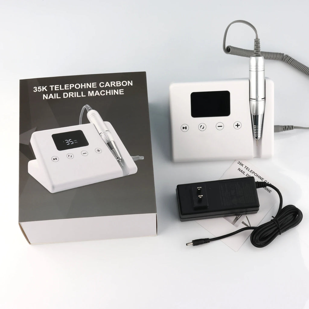 45W Professional 35000rpm Unique Telephone Design Corded Light Weight Tabletop Use Carbon Brush Plug in Nail Drill Machine