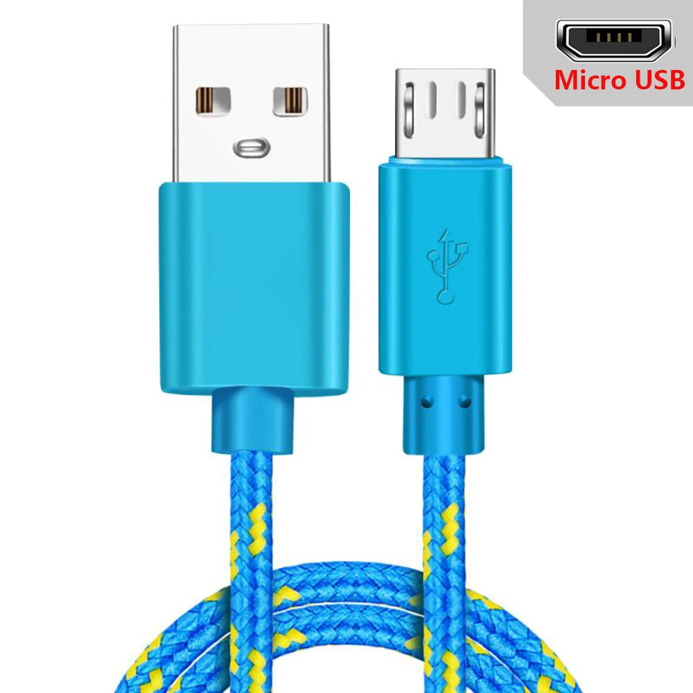 Micro USB Cable 1m Data Sync USB Charger Cable For Xiaomi Samsung Huawei Android Phone Nylon Braided Charging Microusb Cables