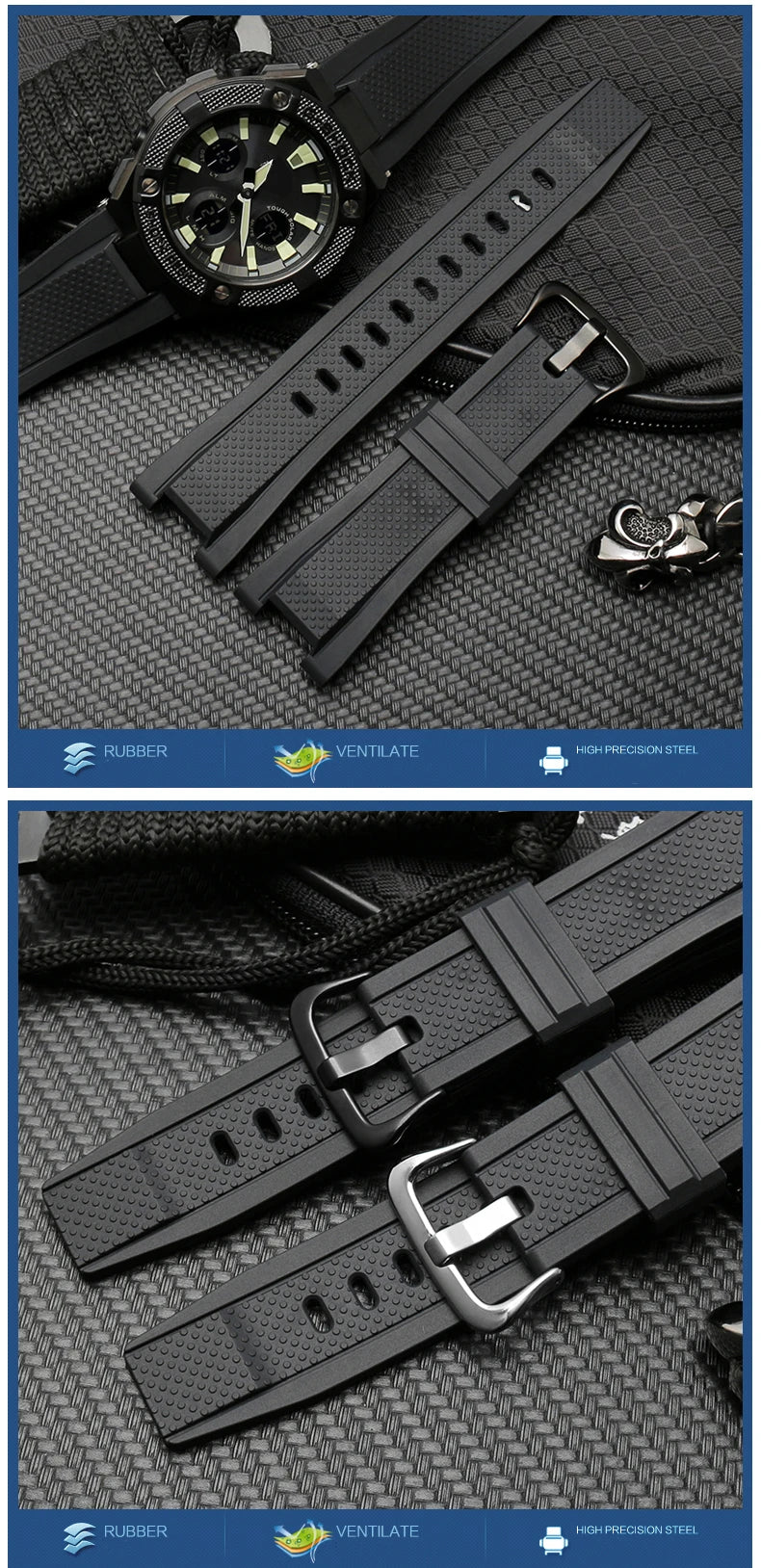 Soft Rubber Watchband Replacement for Casio G SHOCK GST-B100/S300/410/210/W110/W100/S110/S100 Silicone Band Men Strap 26*14mm