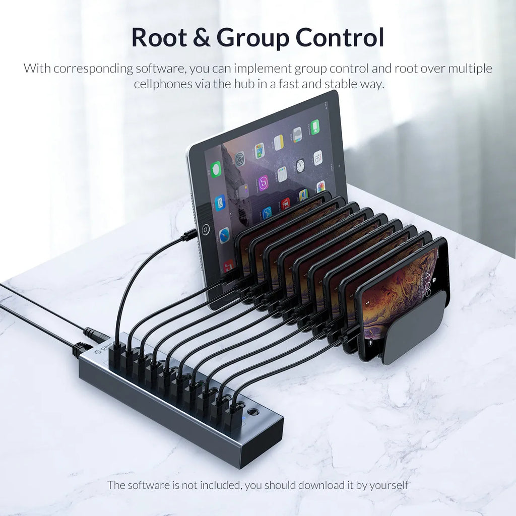 ORICO Industrial USB 3.0 HUB 7/10/13/16 Aluminum USB Splitter On/Off Switch With 12V Power Adapter Support Charging for Computer