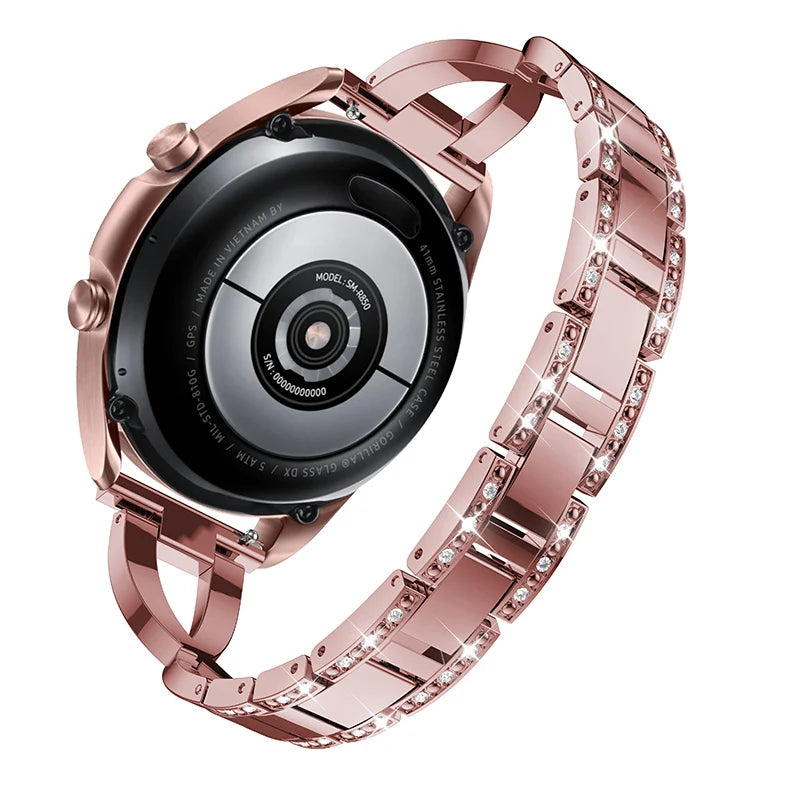 20mm 22mm Luxury Stainless steel Straps for samsung galaxy watch 3 41mm Rhinestone Band for samsung galaxy watch 3 45mm bracelet