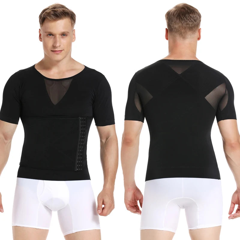 Mens Body Shaper Compression Shirts Abdomen Shapewear Tummy Slimming Sheath Gynecomastia Shapers Corset Waist Trainer Fajas Tops