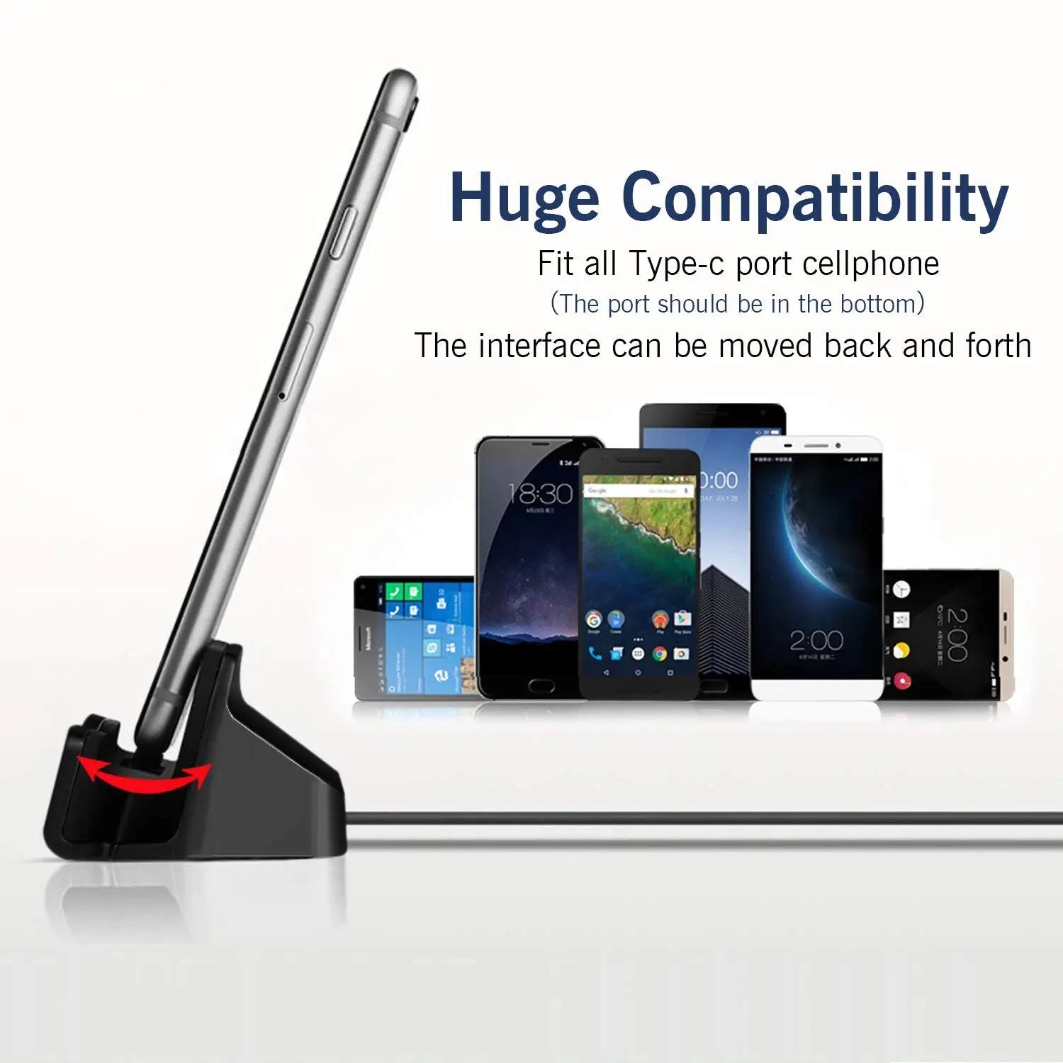 2-in-1 USB Cable Data Phone Charger Dock Stand Station Charging For Samsung Galaxy S10 S9 S8 Plus Note 10 Docking Desktop Cradle