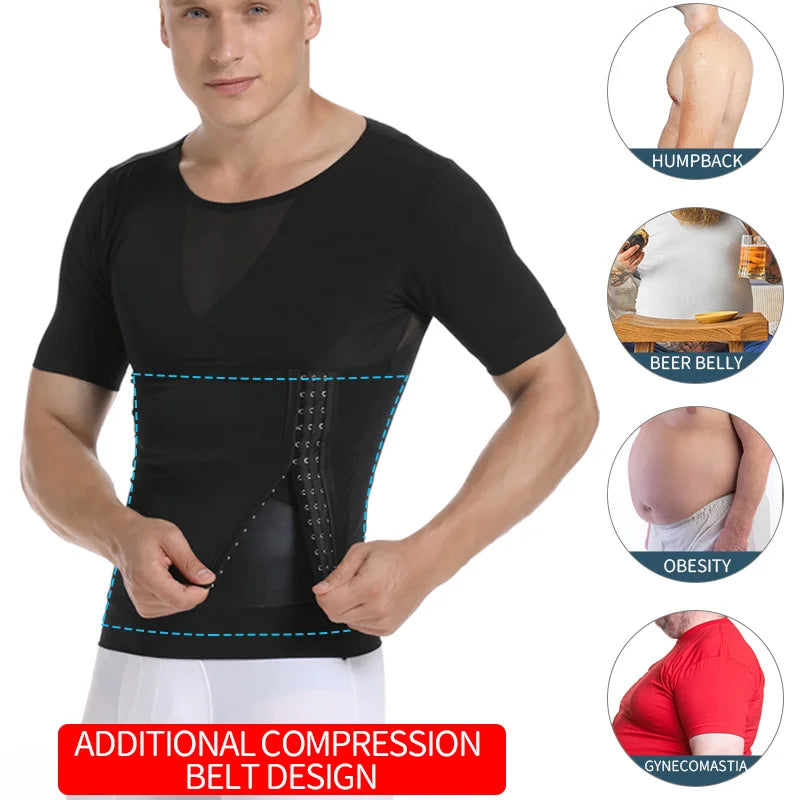 Mens Body Shaper Compression Shirts Abdomen Shapewear Tummy Slimming Sheath Gynecomastia Shapers Corset Waist Trainer Fajas Tops