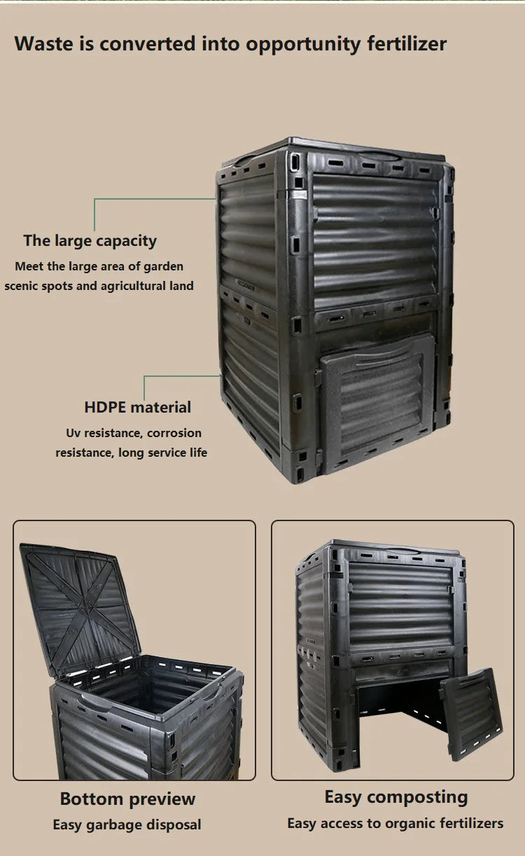 300L Compost Bin Garden Courtyard Compost box Leaves Organic Fertilizer Fermentation Tank Kitchen Garbage Environmental Protect