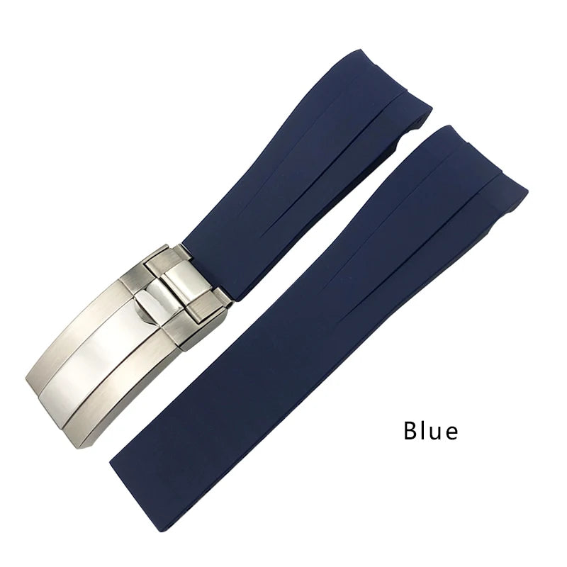 Rubber Strap 21mm 22mm Fit for Rolex DEEPSEA Sea-Dweller Submariner Blue Black Waterproof Sports Silicone Watch Strap Free Tools
