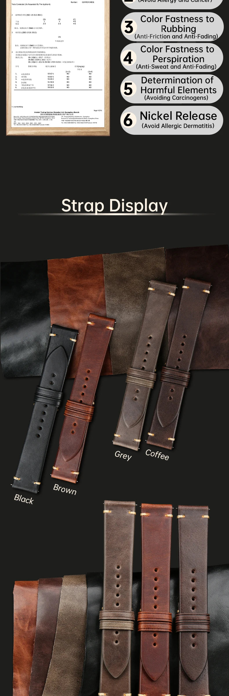 Quick Release Watchband Vintage Vegetable Tanned Cow Leather Made in Tuscany Italy Bracelet Butterfly Buckle Watch Strap
