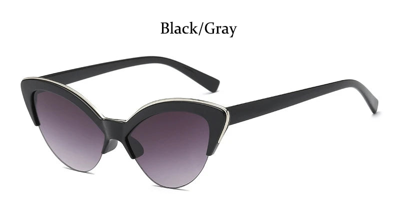 vintage White Cat Eye Sun Glasses For Women Vintage New Fashion Small Half Frame Eyewear Trending Travel Sexy Woman Sunglasses