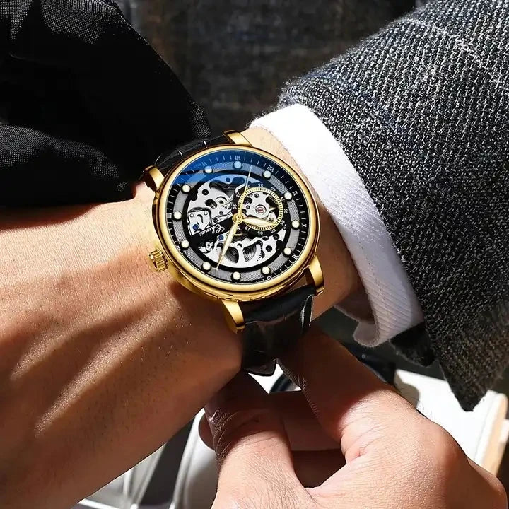 CHENXI Luxury Man Watch 8843 Automatic Mechanical Watches Mens Business Waterproof Skeleton Wristwatches Men Steel Bracelet