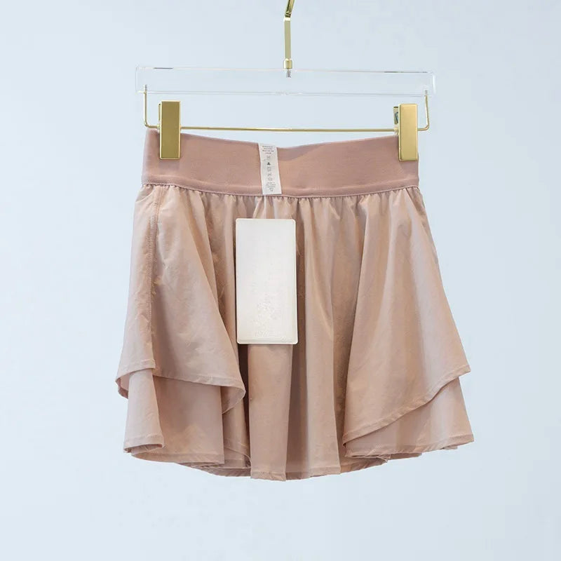 Custom Logo Lightweight 2 in 1 Shorts Pleated Skirt Lulu Tennis Skirt With Shorts for Women