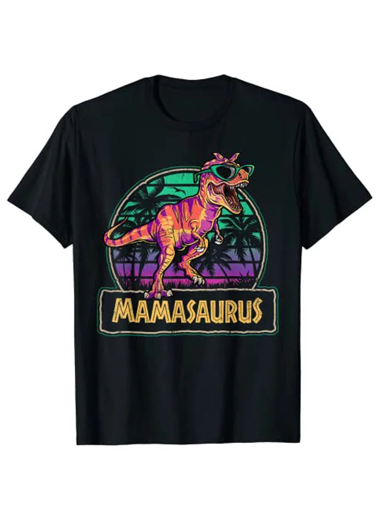 Mamasaurus T Rex Dinosaur Mama Saurus Family Matching Women Cute T-Shirt Graphic Tee Shirts