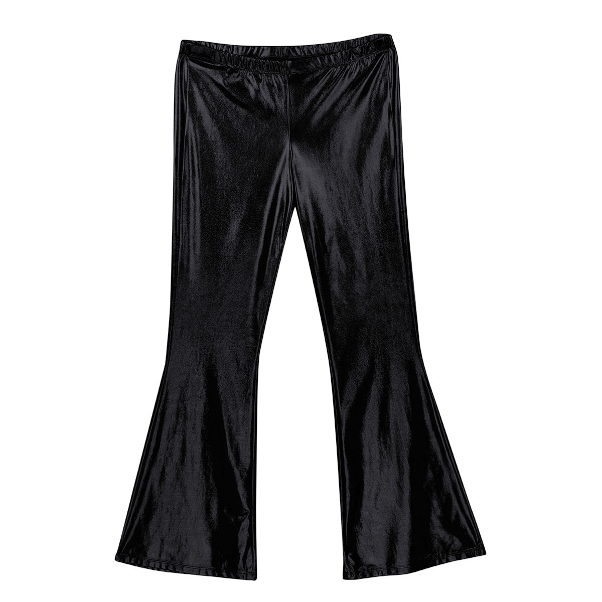 Men Metallic Shiny Flared Pants Retro Disco Costume Elastic Waistband Bell Bottom Trousers Long Pants 70s Party Show Clubwear