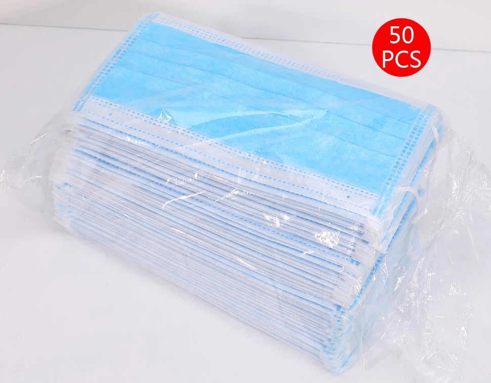 Fast Delivery Mascarillas Mask Disposable Non Wove Meltblown Cloth 3Layer Ply Filter Mask Mouth Face Mask Breathable Masque Mask