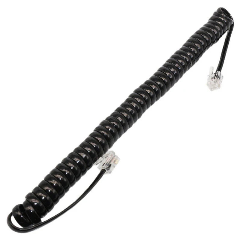 RJ10 Telephone Extension Cable Connector Handset Phone Extension Cord Curly Coiled Cable Spring Wire