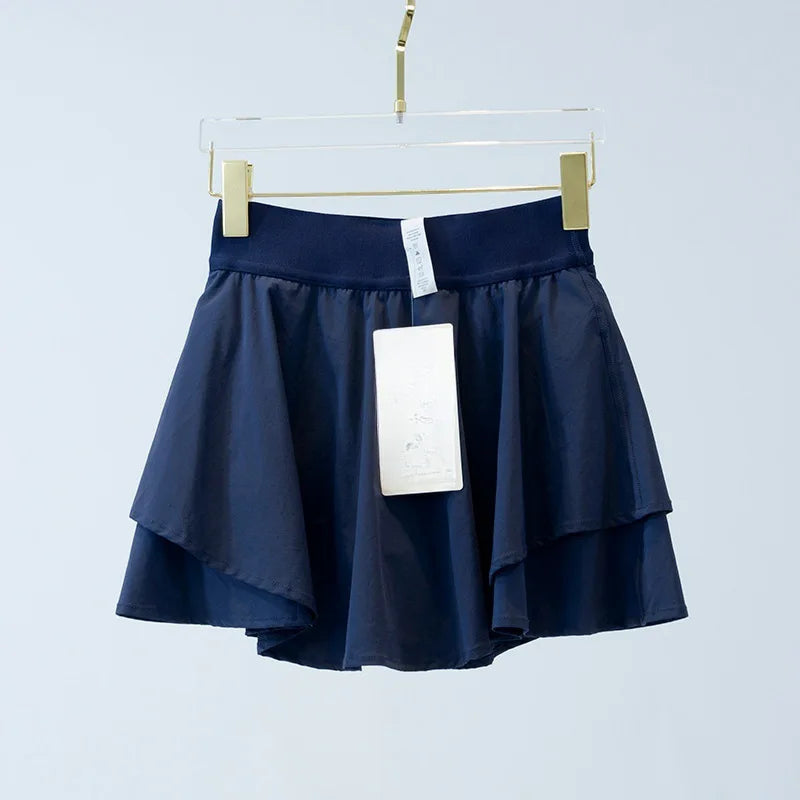 Custom Logo Lightweight 2 in 1 Shorts Pleated Skirt Lulu Tennis Skirt With Shorts for Women