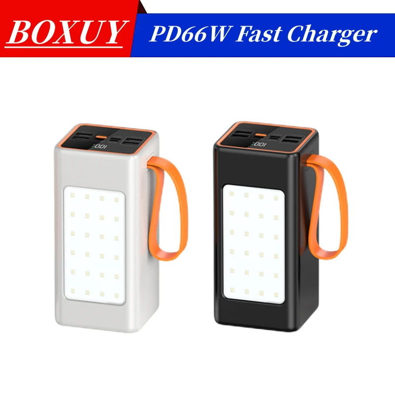 New Large Capacity PD 66W Super Fast Charging LED Outdoor Light  Lithium Battery Factory Price Best 4USB+PD 60000mah Power Bank