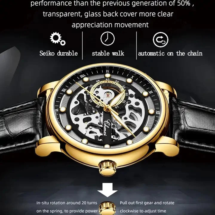 CHENXI Luxury Man Watch 8843 Automatic Mechanical Watches Mens Business Waterproof Skeleton Wristwatches Men Steel Bracelet