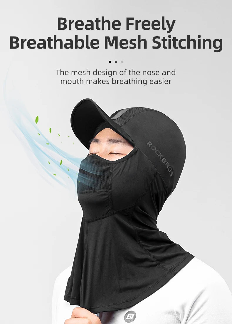 ROCKBROS Bicycle Face Masks Spring Summer Ice Silk Mask  Fishing Bandana Running Sport Bike Face Mask Sun Portection Hat