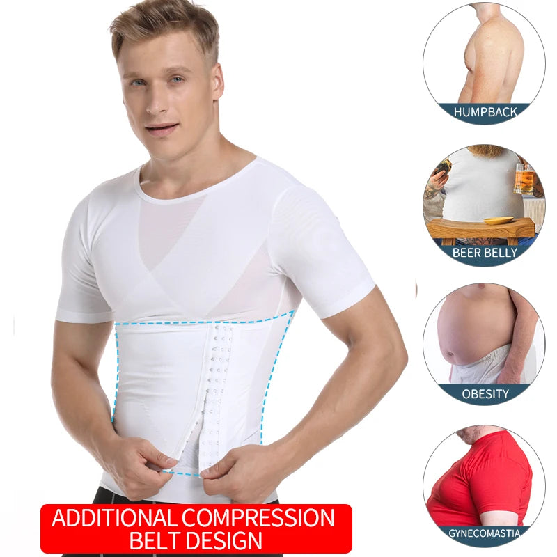 Mens Body Shaper Compression Shirts Abdomen Shapewear Tummy Slimming Sheath Gynecomastia Shapers Corset Waist Trainer Fajas Tops