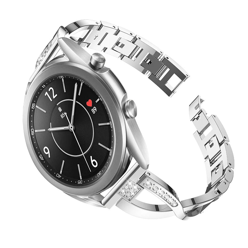 20mm 22mm Luxury Stainless steel Straps for samsung galaxy watch 3 41mm Rhinestone Band for samsung galaxy watch 3 45mm bracelet