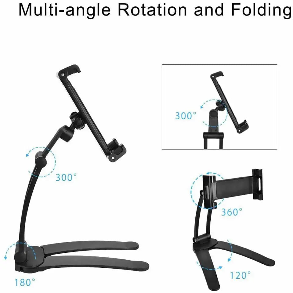 OUTMIX Aluminum Kitchen Tablet Stand Phone Holder Flodable Adjustable 5-13 inches Tablet Phone Desktop Mount for iPad Pro 12.9