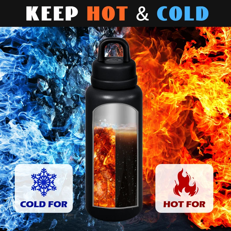 US RTS 26oz Stainless Steel Water Bottle Powder Coating Double Walled Tumbler Press Open Lid Vacuum Flask for Laser Black