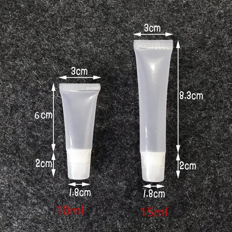 30/50PCS 10ml 15ml 20ml Empty Lipstick Tube,Lip Balm Soft Hose,Makeup Squeeze Sub-bottling,Clear Lip Gloss Container F606