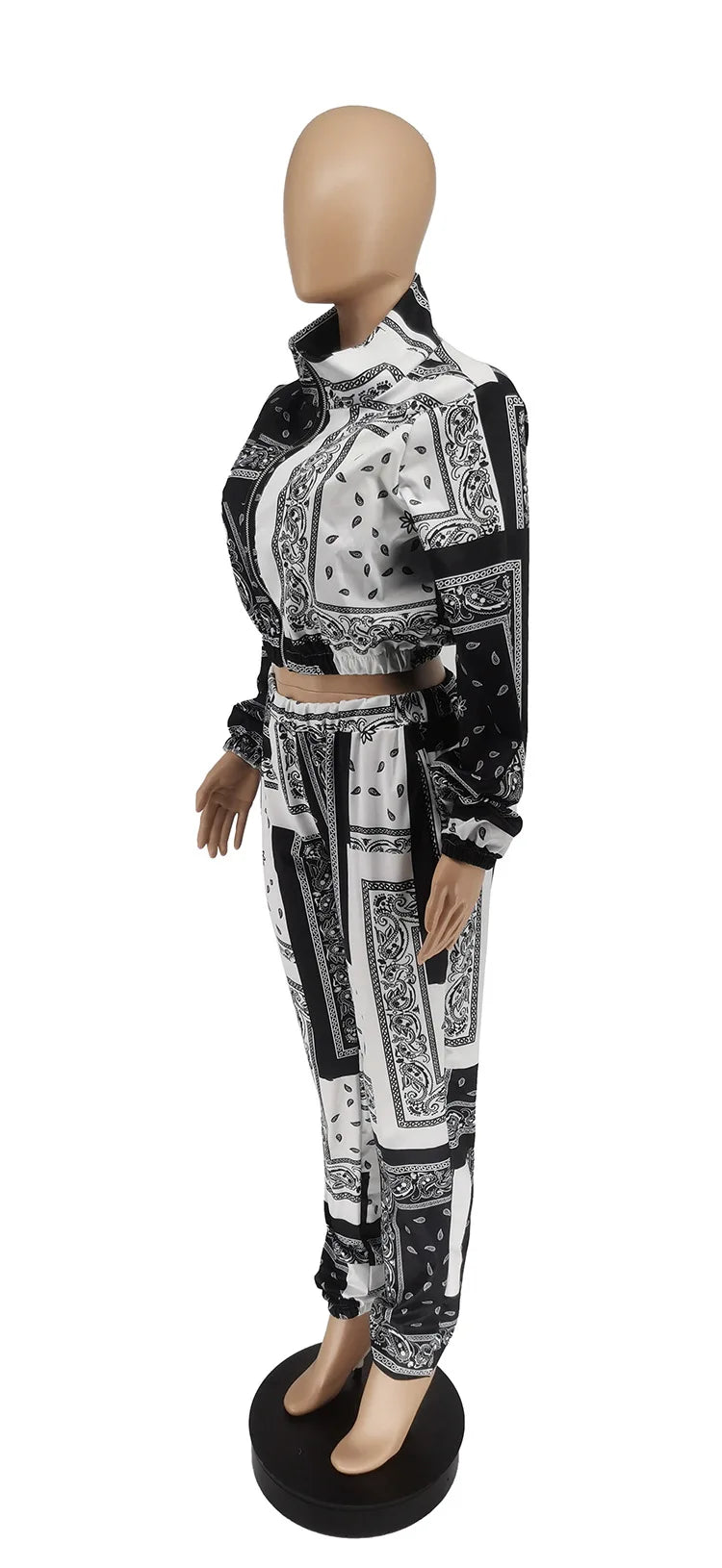 Paisley Bandana Print Two 2 Piece Set Women Fitness Sweatsuit Zipper Up Sweatshirt + Jogger Pants Set Tracksuit Vintage Outfits