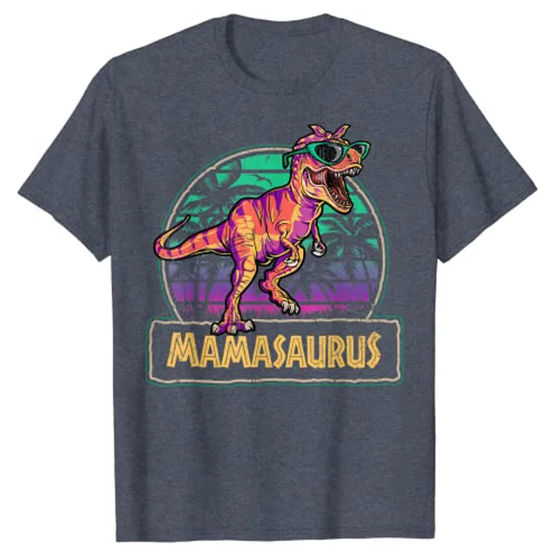 Mamasaurus T Rex Dinosaur Mama Saurus Family Matching Women Cute T-Shirt Graphic Tee Shirts