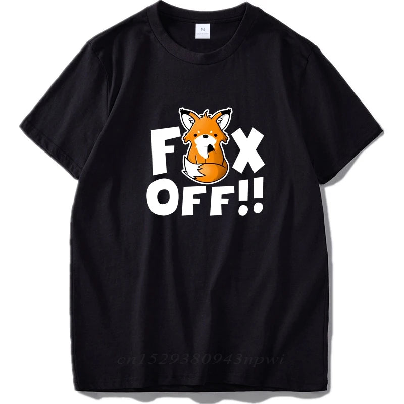 Fox T shirt Men EU Size This Is My Human I'm Really A Fox Funny Cute Animal Black 100% Cotton Tshirt Slim Fit Streetwear