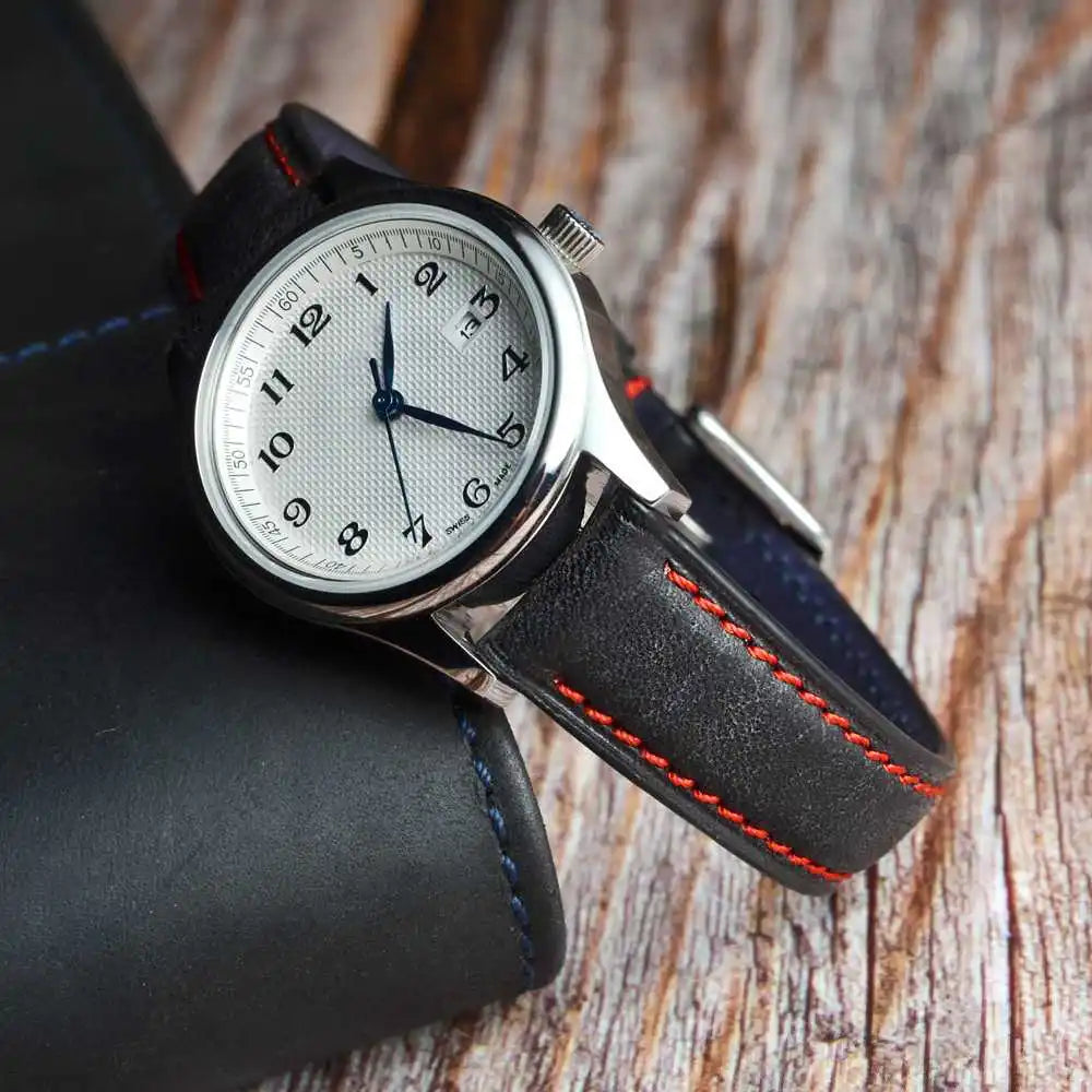 WOCCI 14mm 18mm 20mm 22mm Nubuck Italian Leather Watch Strap Bracelet Replacement Watchband for Women Men Black Green Blue Red