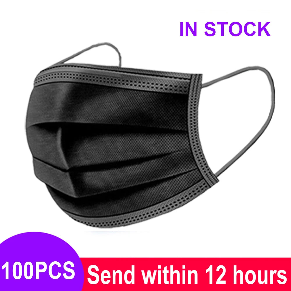 Fast Delivery Mascarillas Mask Disposable Non Wove Meltblown Cloth 3Layer Ply Filter Mask Mouth Face Mask Breathable Masque Mask