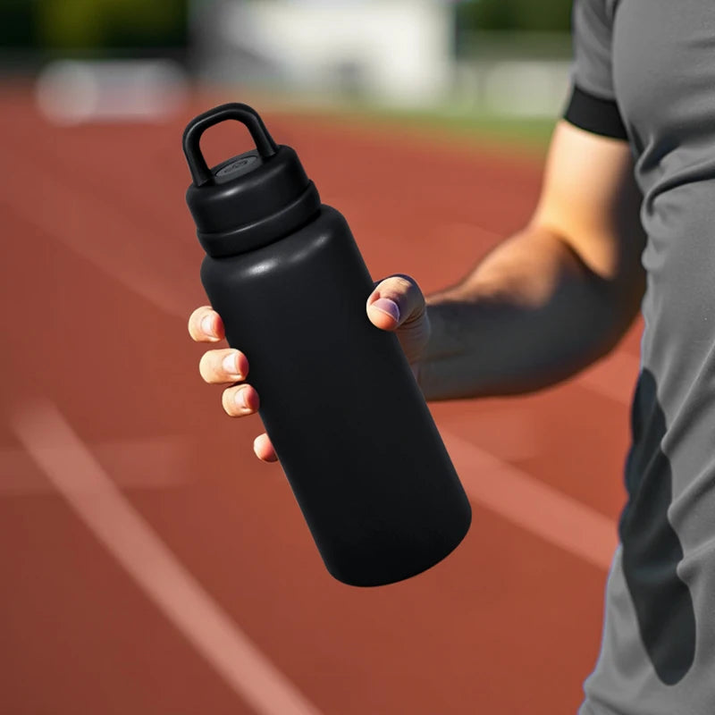 US RTS 26oz Stainless Steel Water Bottle Powder Coating Double Walled Tumbler Press Open Lid Vacuum Flask for Laser Black