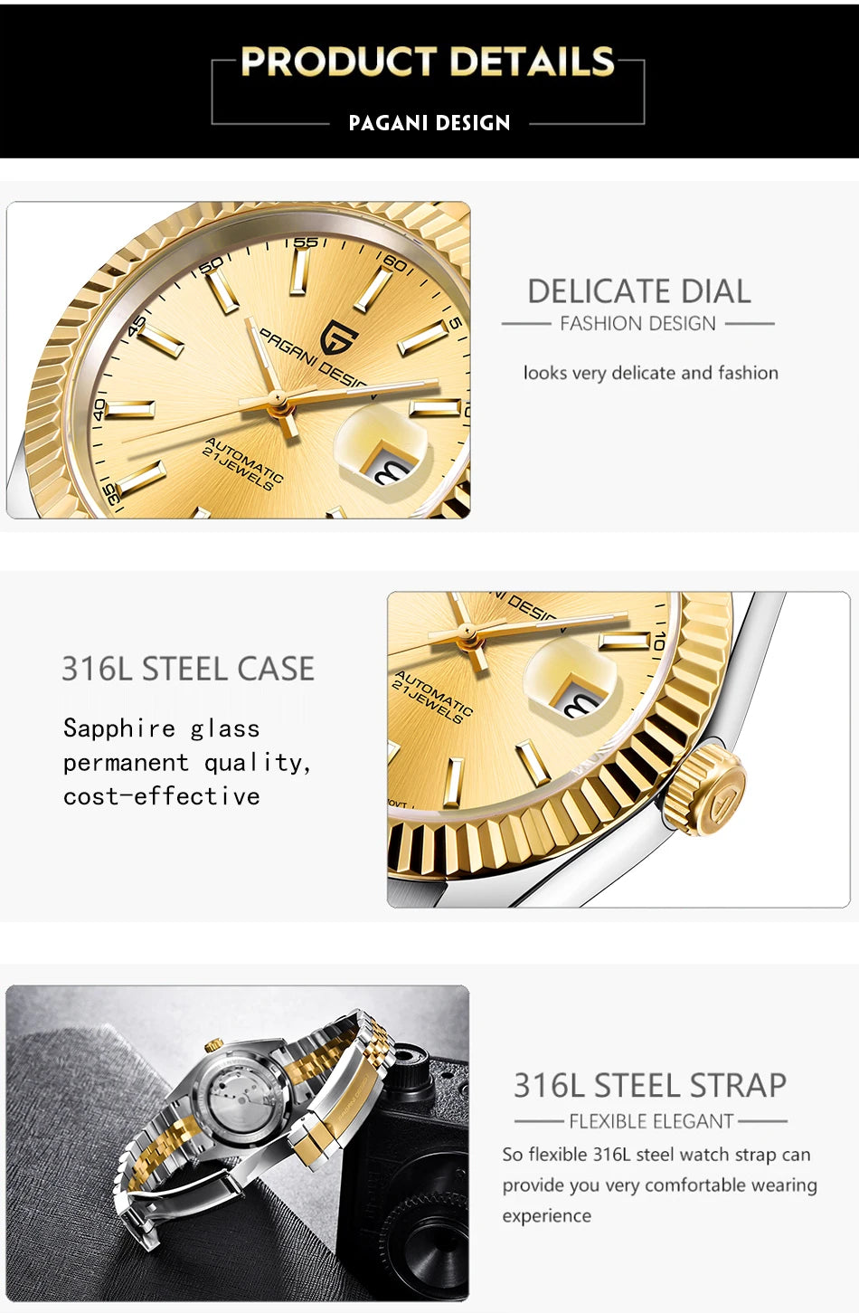 2025 PAGANI DESIGN 42MM Men Mechanical Watches Luxurious Business Automatic Watch 100M Waterproof Stainless Steel Watch for Men