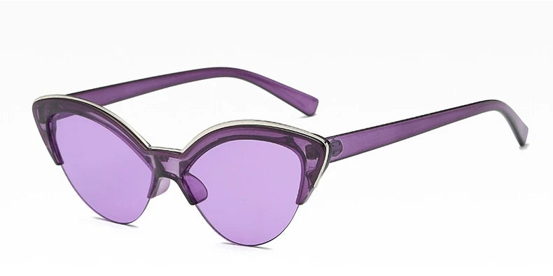 vintage White Cat Eye Sun Glasses For Women Vintage New Fashion Small Half Frame Eyewear Trending Travel Sexy Woman Sunglasses